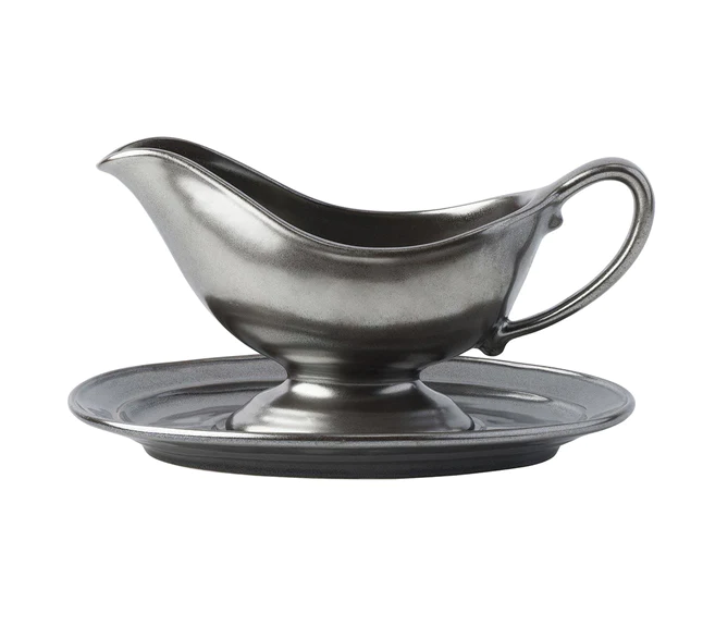 Pewter Sauce Boat & Stand