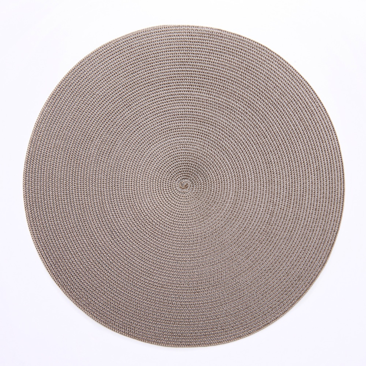 15" Round 2-Tone Braided Placemat - Ivory/Dust