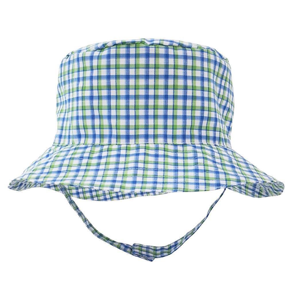 Green & Blue UPF 50+ Plaid Bucket Hat 0-6M