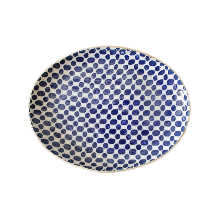 Medium Oval Platter - Dot Cobalt