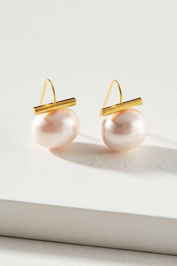 Medium Pearl Pebble Earring - Blush