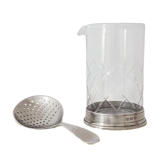 Mixing Glass with Cocktail Strainer