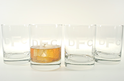 Set of 4 Monogrammed Double Old Fashioned Glasses