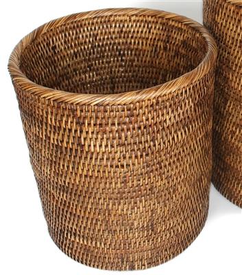 Small Woven Wastebasket - Antique Brown