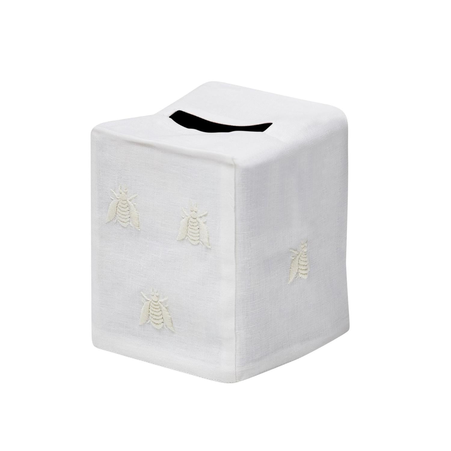 Bees Tissue Box Cover - Cream/White
