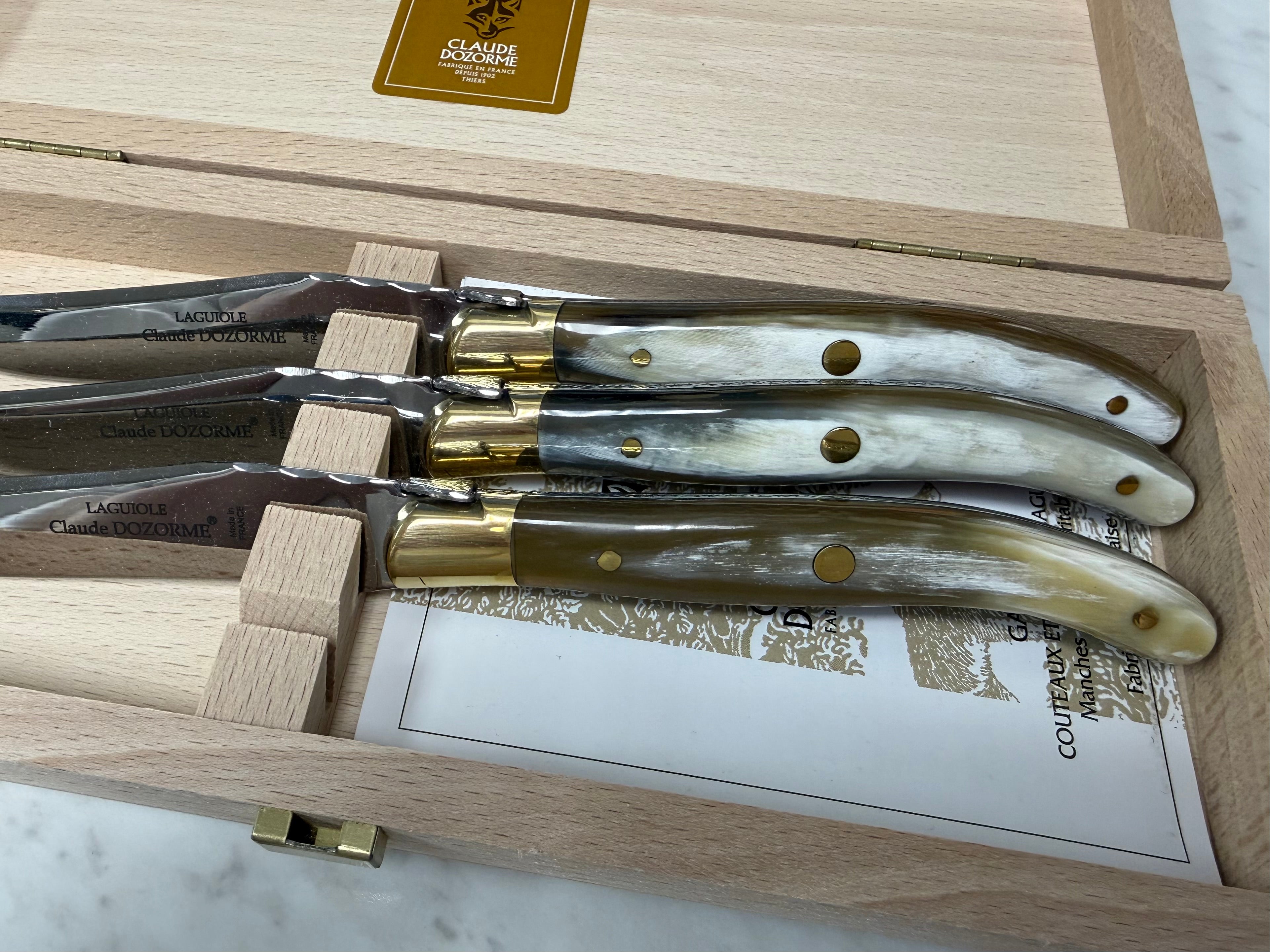 Set of 4 Laguiole Steak Knives - Light Horn