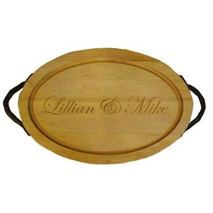Monogrammed Oval Cutting Board with Easel