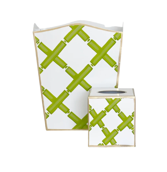 Bamboo Lattice Tissue Box Cover - Green