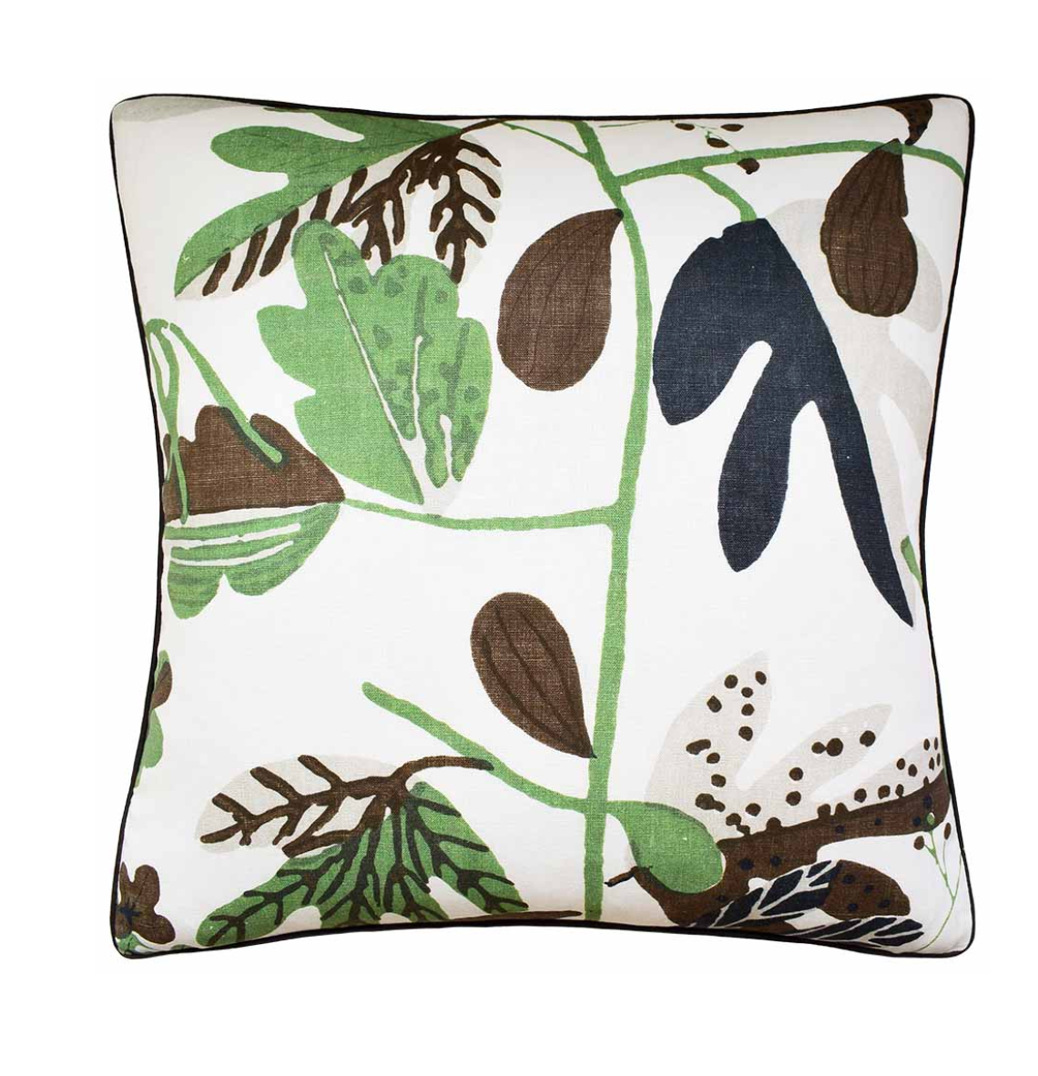 22x22 Matisse Leaf Pillow - Black/Green