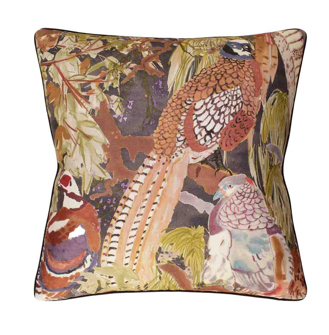 22x22 Game Birds Pillow - Charcoal