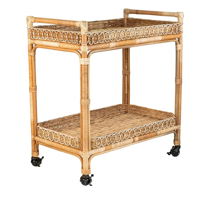 Provence Rattan Bar Cart