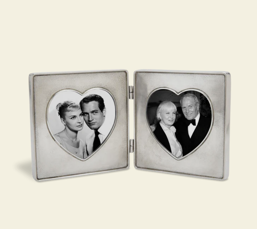 Double Heart Pewter Frame