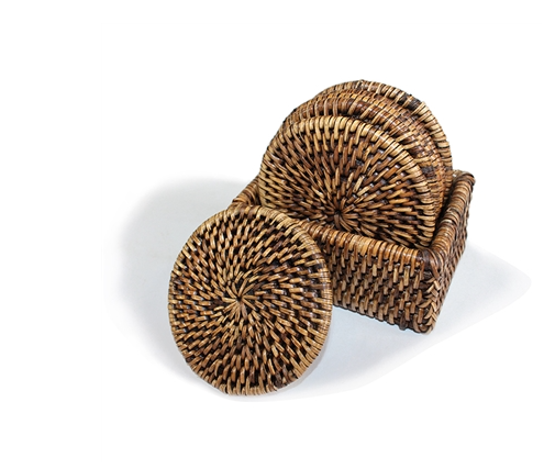 Round Woven Coasters - Antique Brown