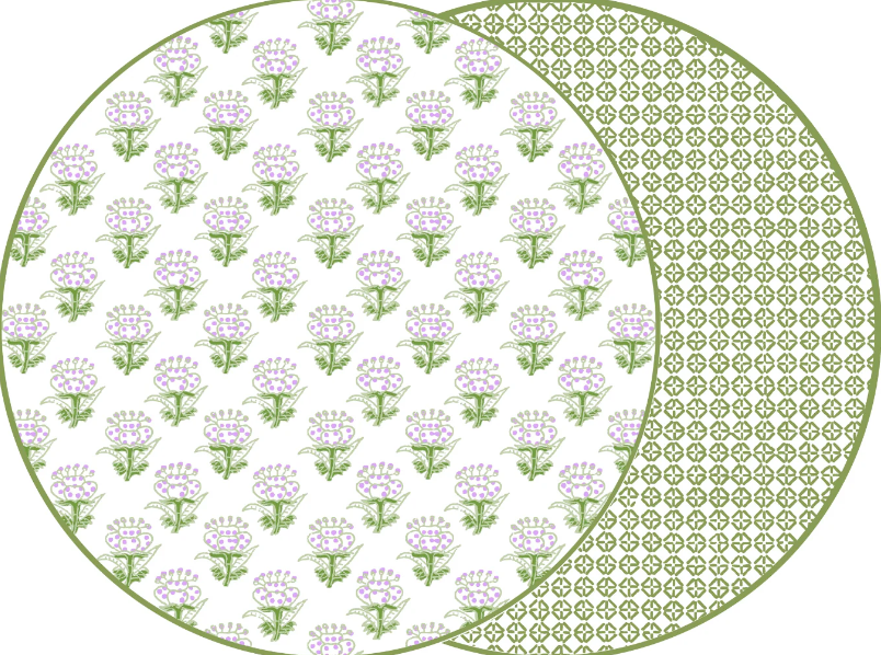 2-Sided Petite Fleur Placemat - Green/Lavender