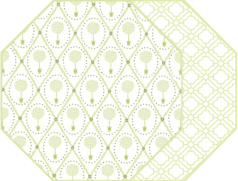 2-Sided Topiary & Asian Cane Placemat - White