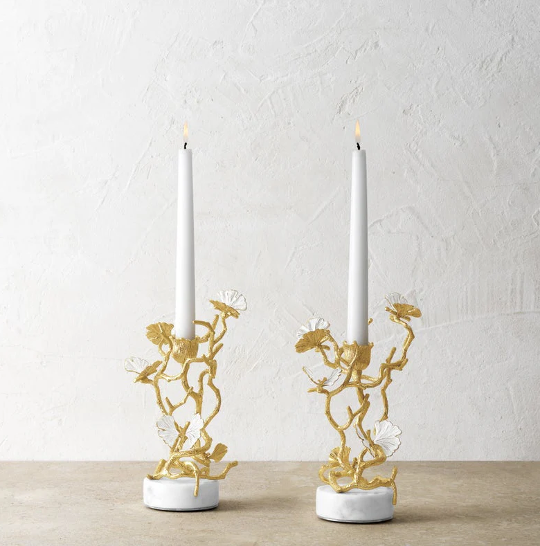 Set of 2 Butterfly Ginkgo Candleholders