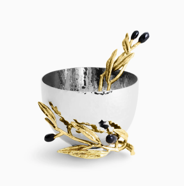 Olive Branch Nut Dish with Spoon