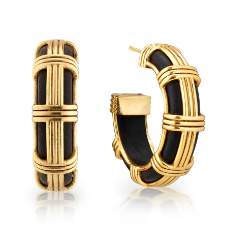 Gaia Cage Hoop Earrings - Ebony