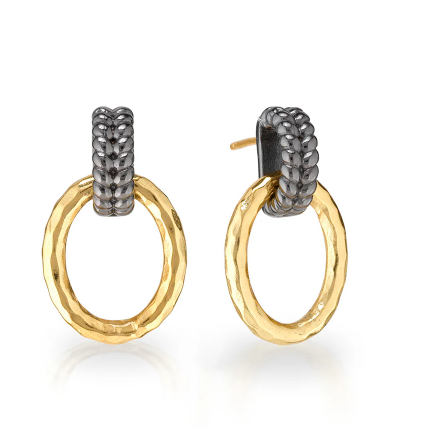 Cleopatra Regal Link Earrings - Gold/Midnight