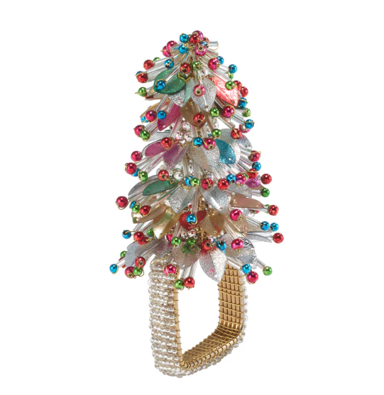 Christmas Tree Napkin Ring - Pink Turquoise