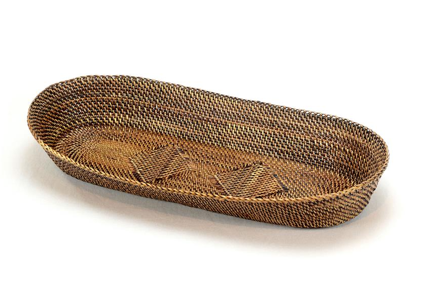 Oval Woven Bread Basket with Edging - Large