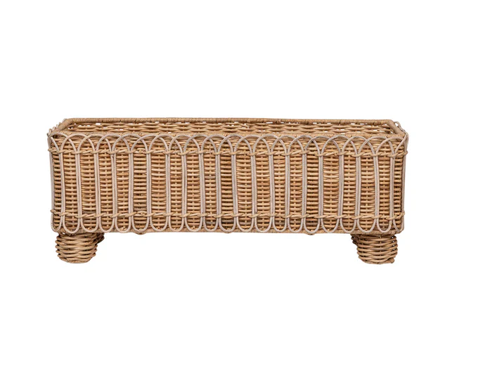 Provence Rattan Rectangular Planter - Whitewash