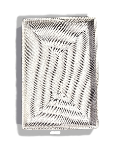 Shallow Woven Tray - Whitewash