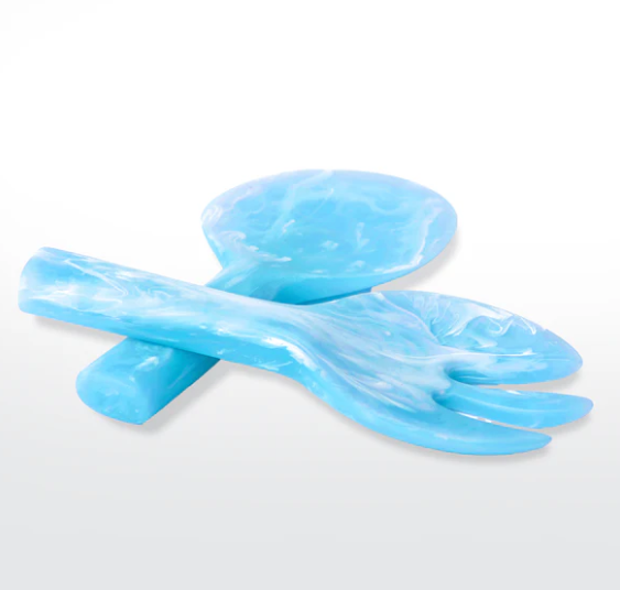 Set of 2 Short Handle Servers - Aqua Swirl