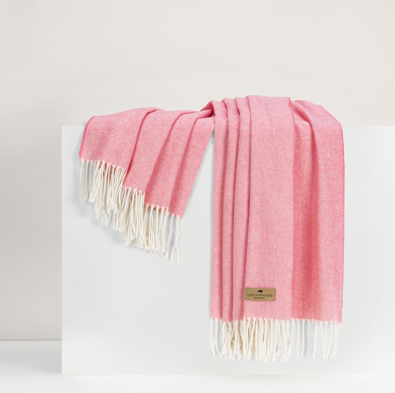 Italian Herringbone Throw - Bubble Gum