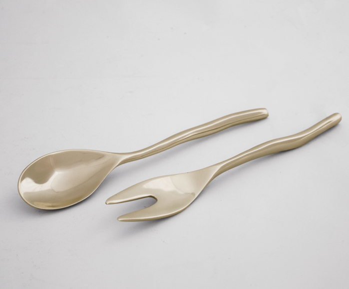 Maia Large Salad Servers - Shiny Gold