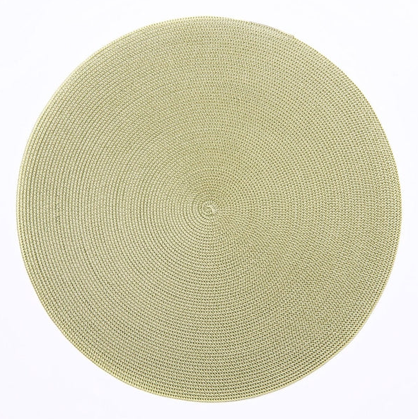 15" Round Braided 2-Tone Placemat - Moss/Canary