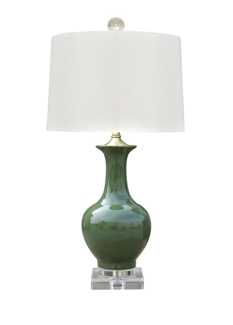 Porcelain Pine Green Vase Lamp