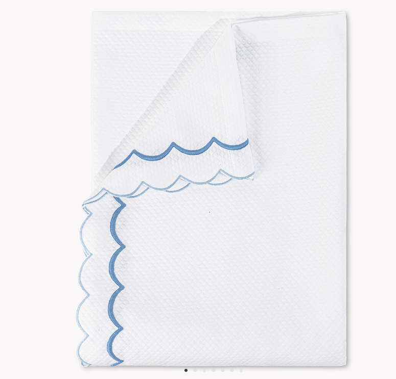 India Pique Coverlet  King - Azure
