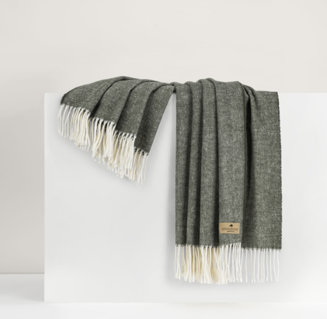 Italian Herringbone Throw - Moss