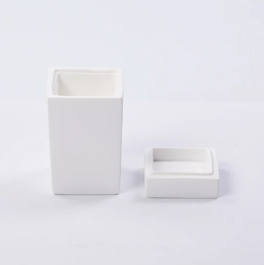 Small Square Lidded Box - Solid White