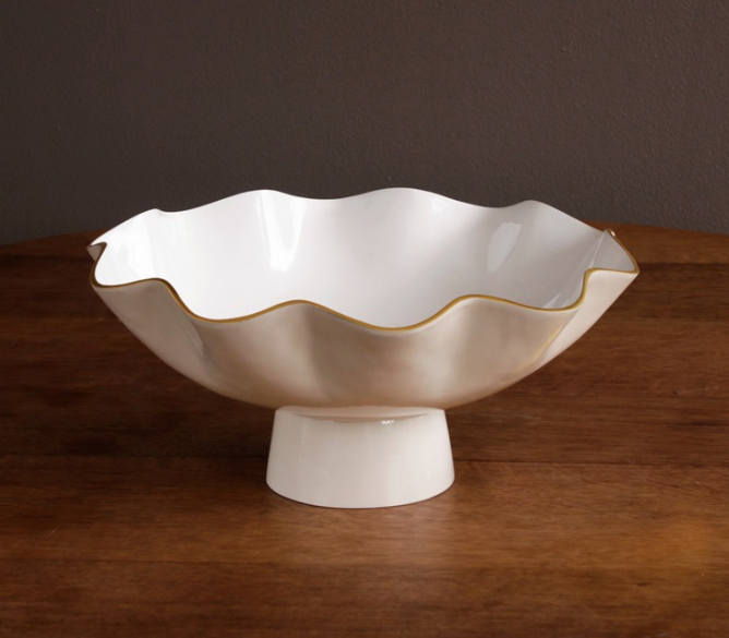 Encanto Carola Large Pedestal - Cream and White