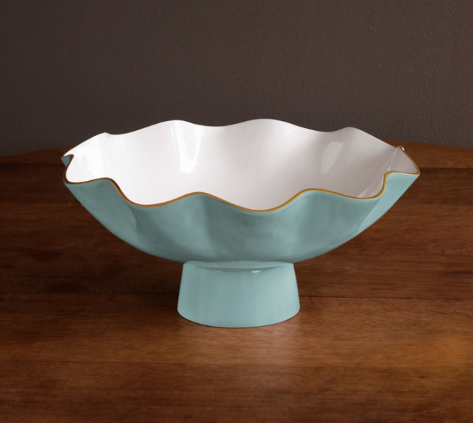 Encanto Carola Large Pedestal - Turquoise and White