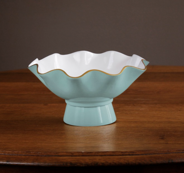 Encanto Carola Small Pedestal - Turquoise and White
