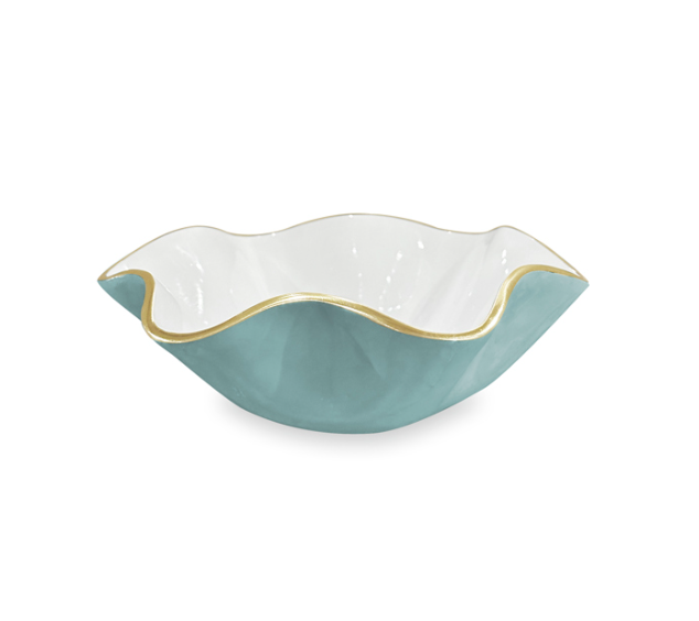 Encanto Carola Small Round Bowl - Turquoise and White