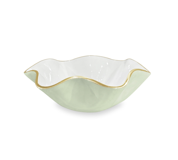 Encanto Carola Small Round Bowl - Pistachio and White