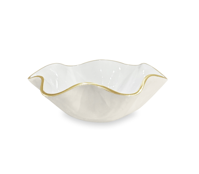 Encanto Carola Small Round Bowl - Cream and White