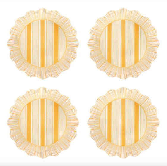 Cabana Stripe Melamine Dessert/Salad Plate - Sunshine