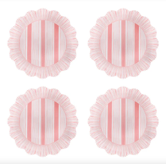 Cabana Stripe Melamine Dessert/Salad Plate - Coral