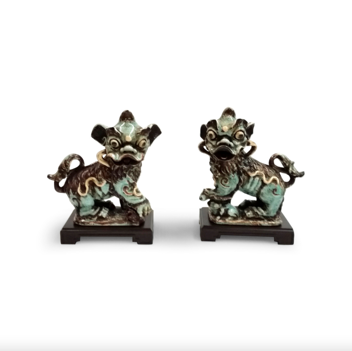 Pair of Chinese Dogs - Green