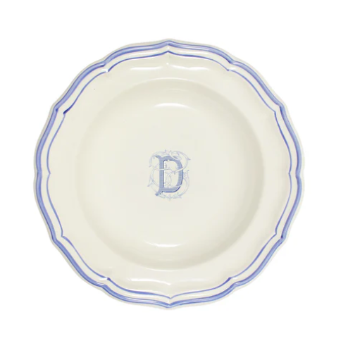 Filet Monogrammed Soup Plate - Bleu D