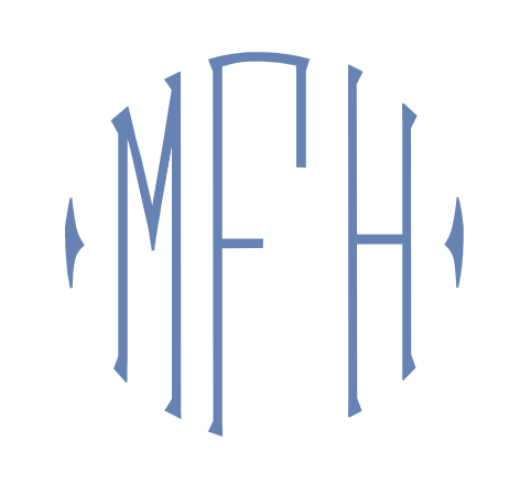 Milagro Hand Towel with Monogram - White/Azure