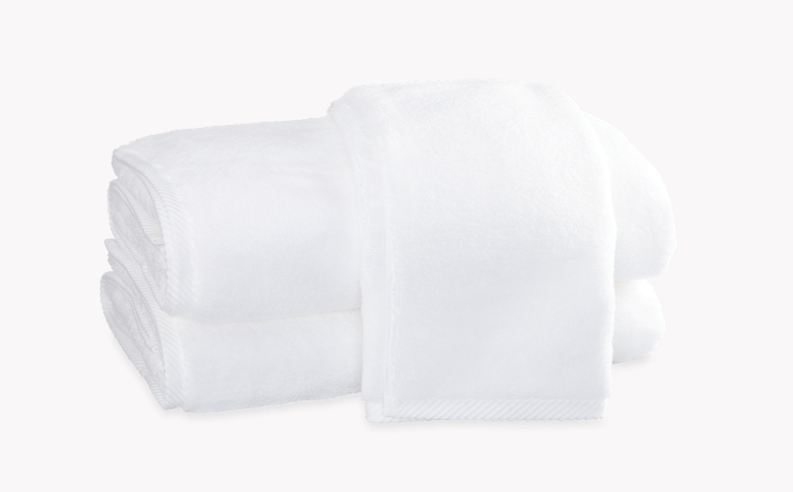 Milagro Bath Towel with Monogram - White/Azure