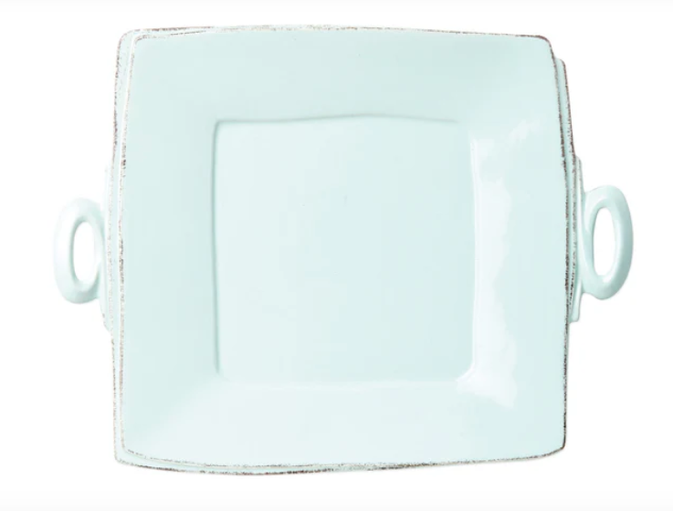 Lastra Aqua Handled Square Platter