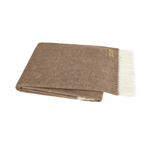 Italian Herringbone Throw - Saddle