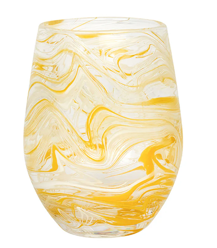 Puro Marble Stemless Wine Glass - Yellow